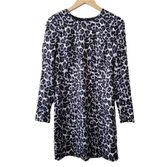 Michael Kors Leopard Print Zipper Cuff Long Sleeve Mini Dress Size 4 - Picture 1 of 8